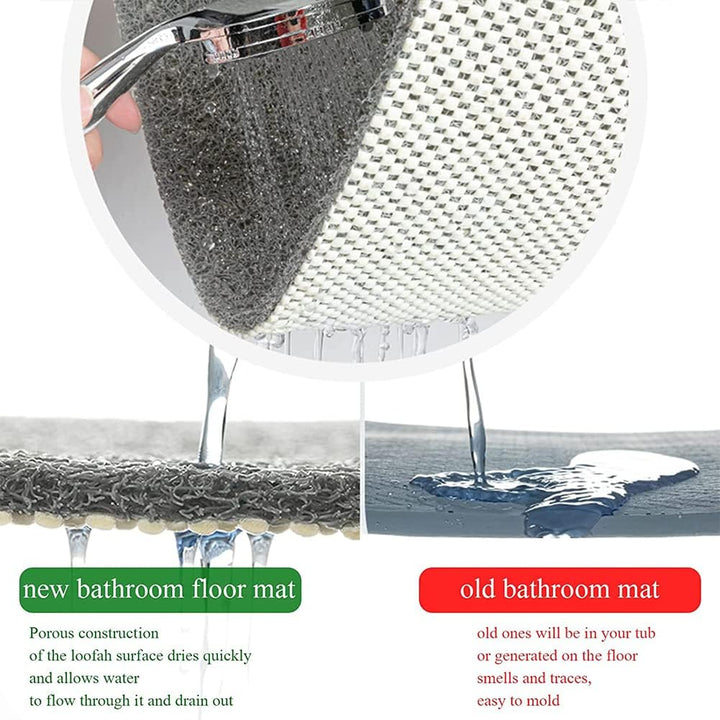 Luffa-Duschmatten für Innendusche, 40 x 100 cm, lange Duschmatte, rutschfest, schimmelresistent, wei