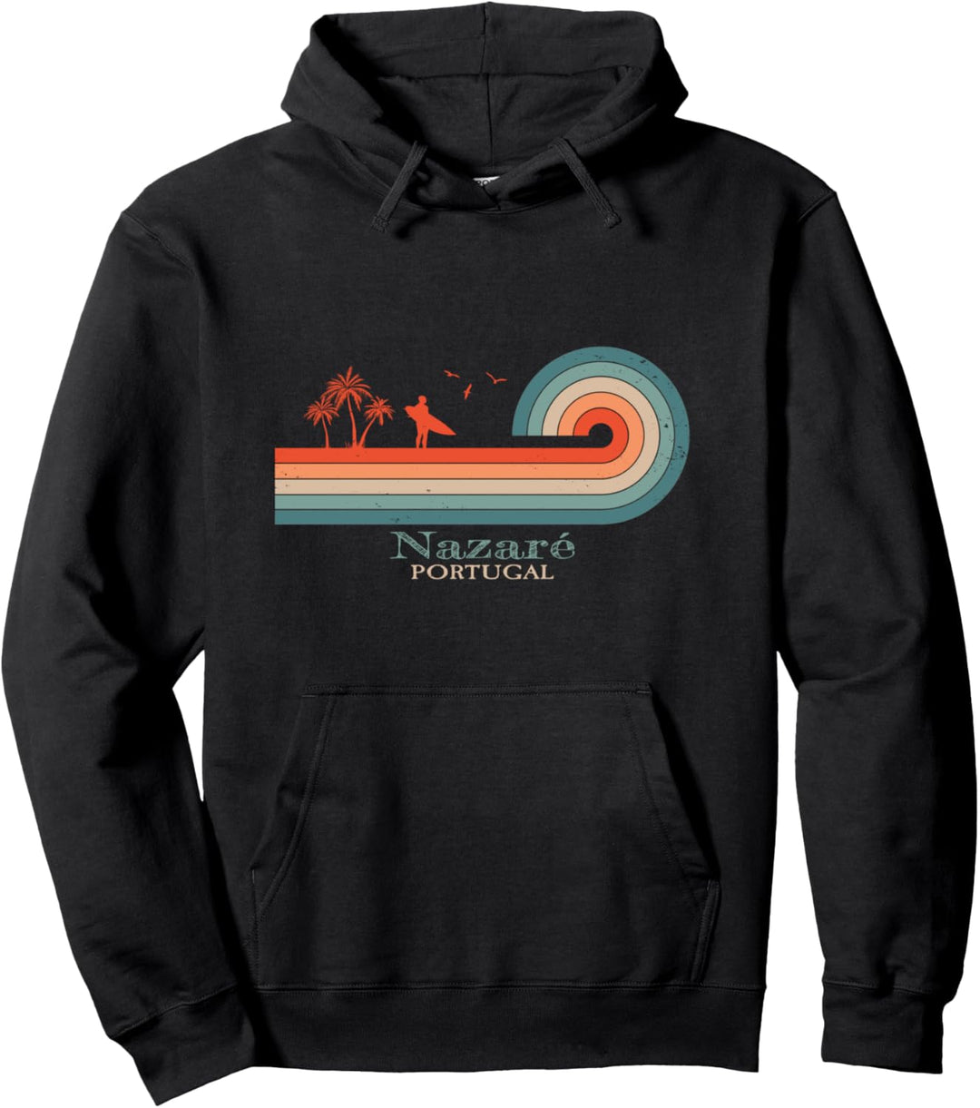 Nazare Portugal Surfen I Retro Surf I Nazare Surfer Pullover Hoodie