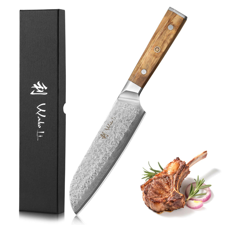 Wakoli Oribu Santokumesser 18 cm extrem scharfe Klinge aus 67 Lagen I Damast Küchenmesser und Profi