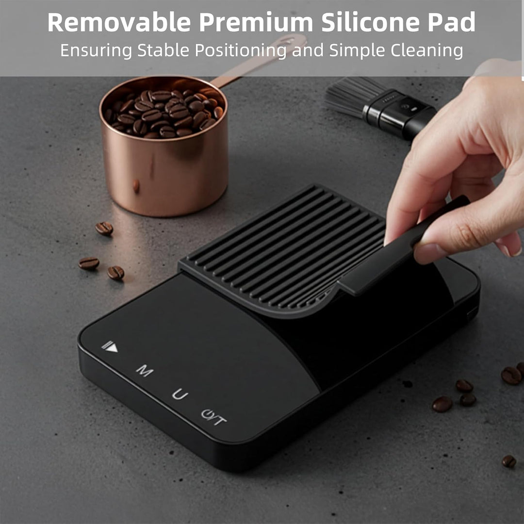 Diyife Rechteckige Kaffeewaage mit Timer, 2kg/0,1g Hochpräzise Digitale Waage - 6 Einheiten, 2 Timer