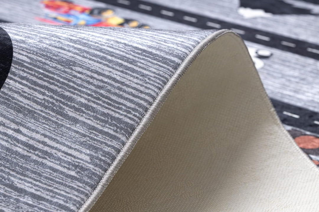 Kinderteppich Bambino Waschteppich Strassen, Autos, für Kinder Anti-Rutsch - anthrazit 80x150 cm 80