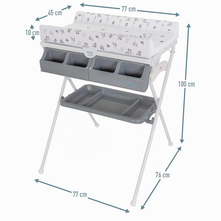ib style Koa 2-in-1 Wickeltisch mit Badewanne, mobile Wickelkombination, Klappbar, Grosse Wickelaufl