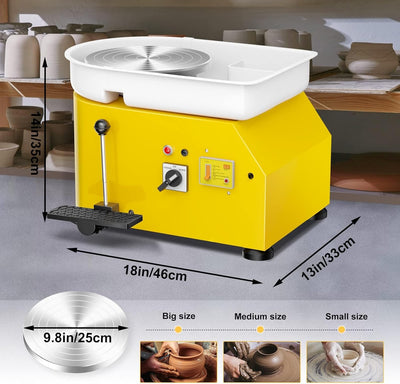VAYOTOY Elektrische Töpferscheibe Maschine 25CM 350W Keramik Clay Maschine Professionelle Töpfersche