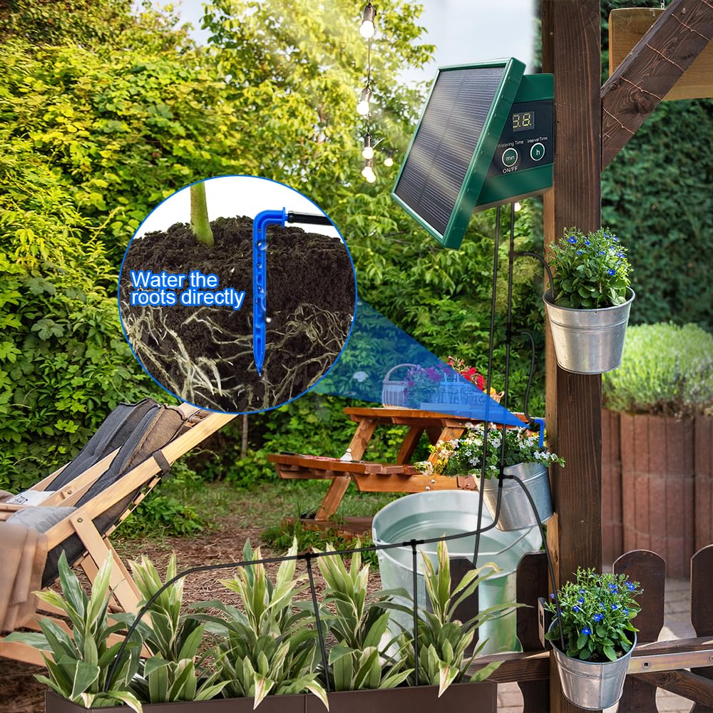Solar Bewässerungssystem Balkon Garten Gewächshaus, Automatische Bewässerung Für Aussen Garten, Zeit