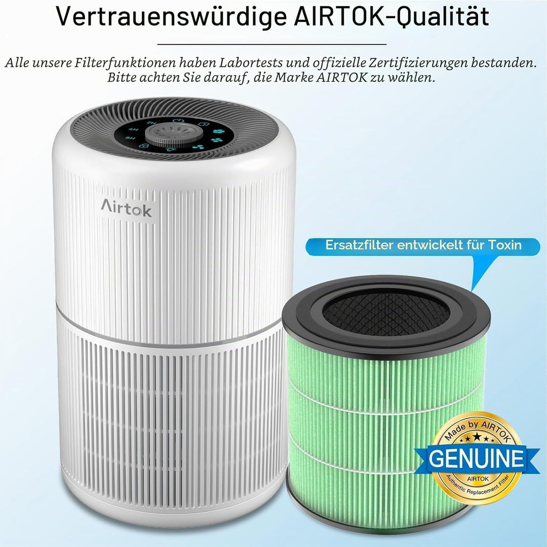 AIRTOK Luftreiniger AP0601 Ersatzfilter 2er Set, 4-Stufiges Filtersystem, H13 True HEPA Filter (Nur
