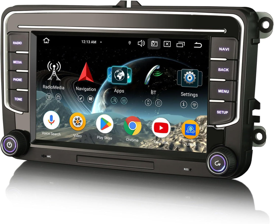 Erisin Acht Kern 4GB+64GB Android 14 Autoradio Bluetooth Für VW Caddy Amarok Crafter T6 Polo Skoda Y