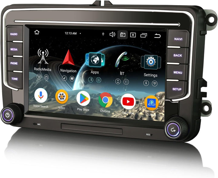 Erisin Acht Kern 4GB+64GB Android 14 Autoradio Bluetooth Für VW Caddy Amarok Crafter T6 Polo Skoda Y
