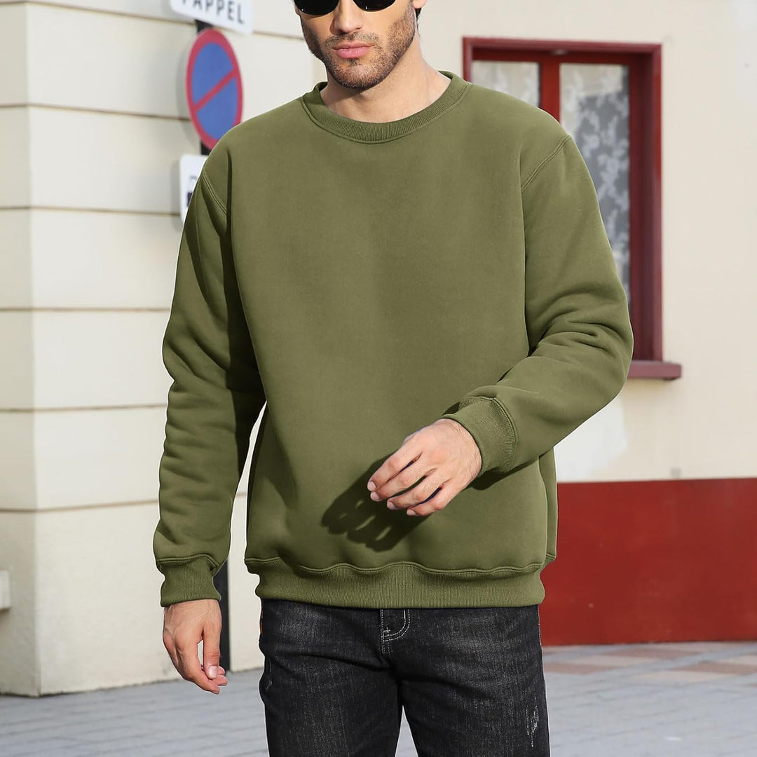 Herren Sweatshirt Winter Warm Fleece Pullover Herren Langarm Pulli mit Rundhalsausschnitt Basic Soli