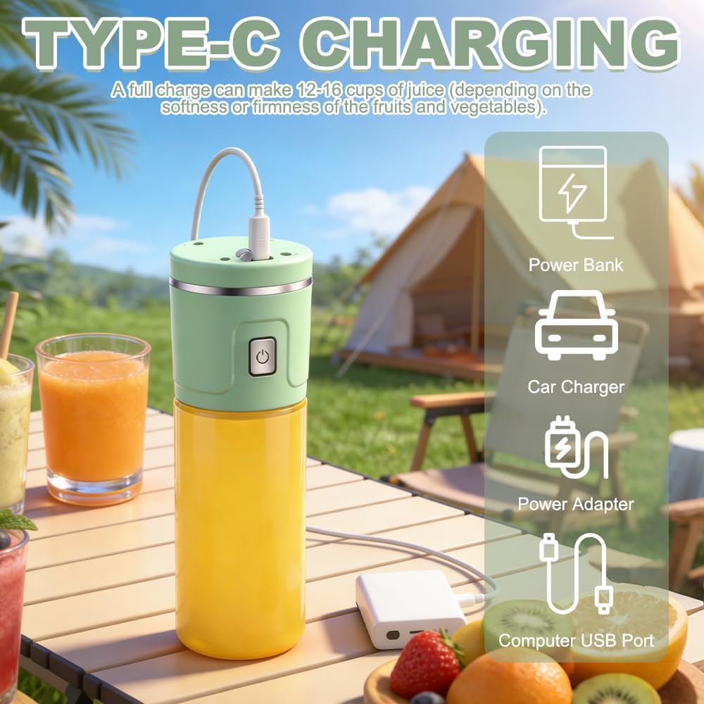 Tragbarer Mixer Smoothie Maker To Go, SGZIOO 450 ML Portable Blender, 38 Klingen, Kleiner Mixer Für