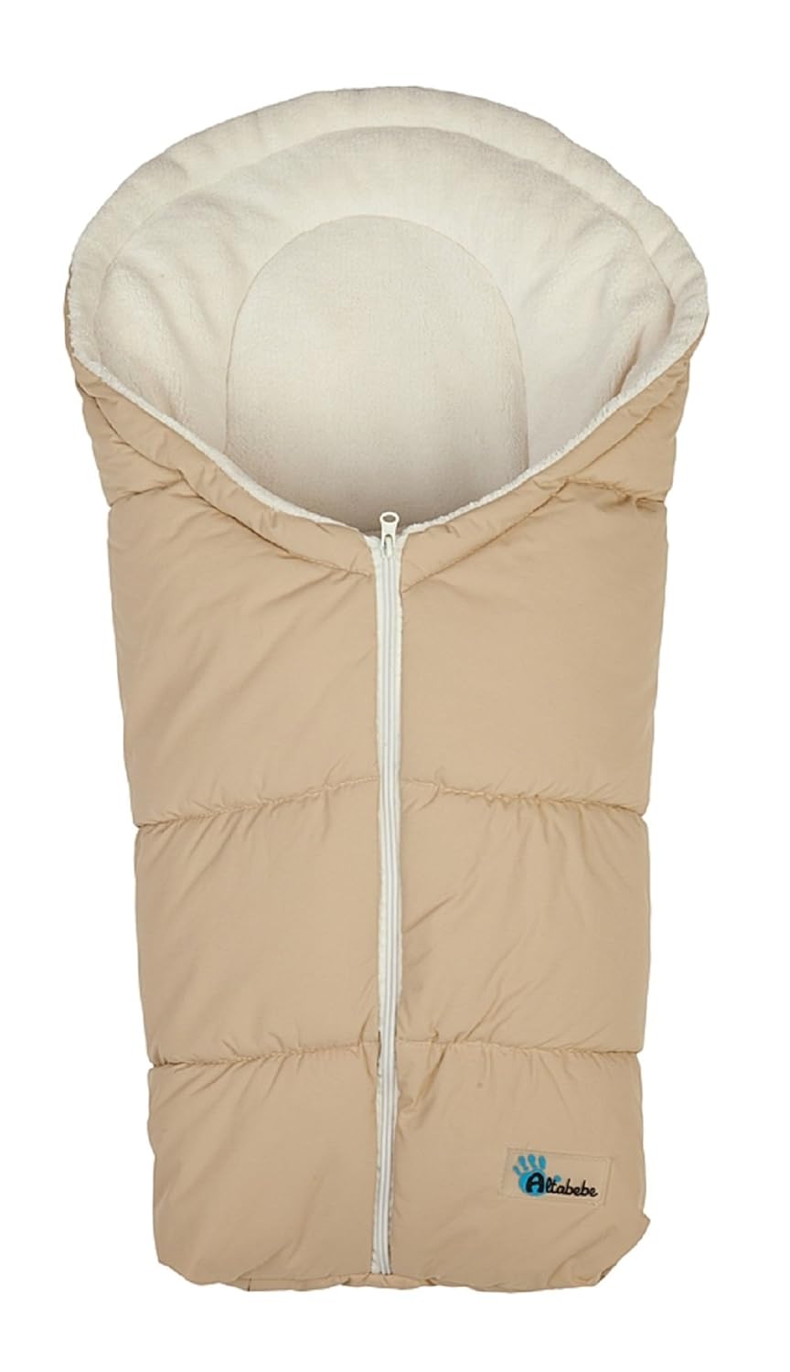 AltaBeBe AL2006C - 08 Winterfusssack für Babyschale, Klimaguard linie, beige/whitewash Beige / White
