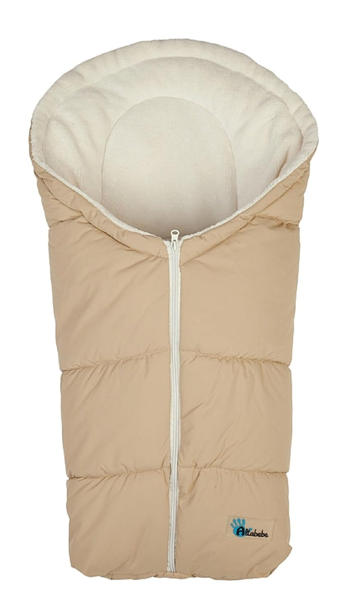 AltaBeBe AL2006C - 08 Winterfusssack für Babyschale, Klimaguard linie, beige/whitewash Beige / White