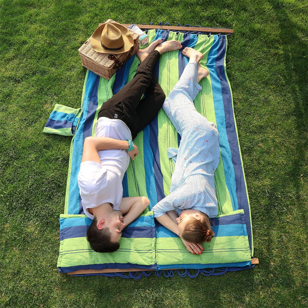 SONGMICS Hängematte mit 2 Kissen, Liegefläche ca. 210 x 150 cm, Belastbarkeit bis 300 kg GDC22L, Lar