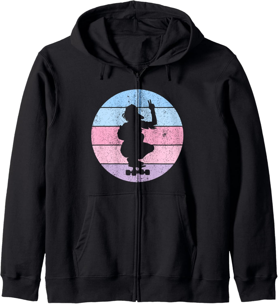 Skater Girl Vintage Peace Schild Retro Skateboard Kapuzenjacke