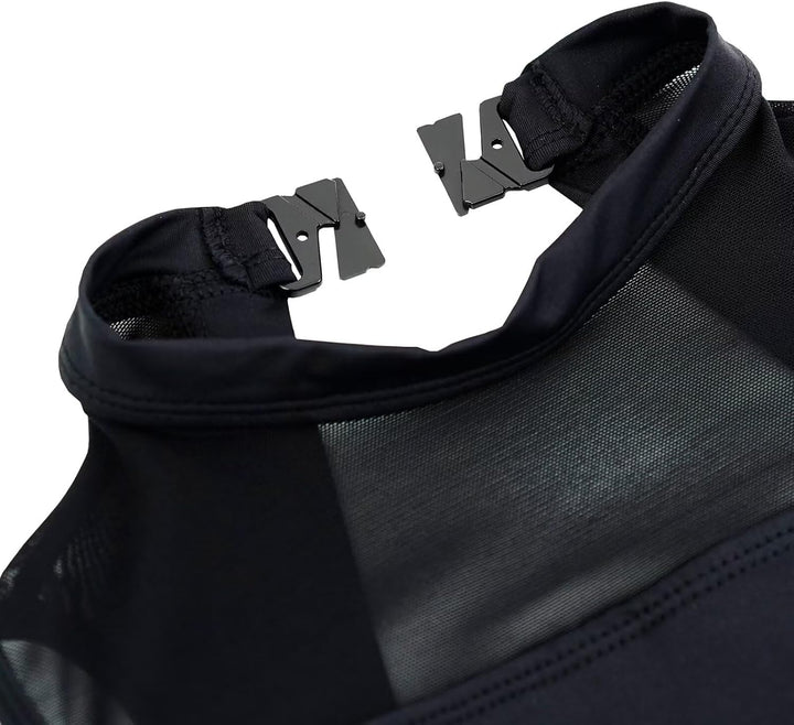 s.lemon Nackennetz Rückenfrei Gymnastik Trikots Ballett Tanz Trikots für Damen,mit BH Pad M Schwarz,