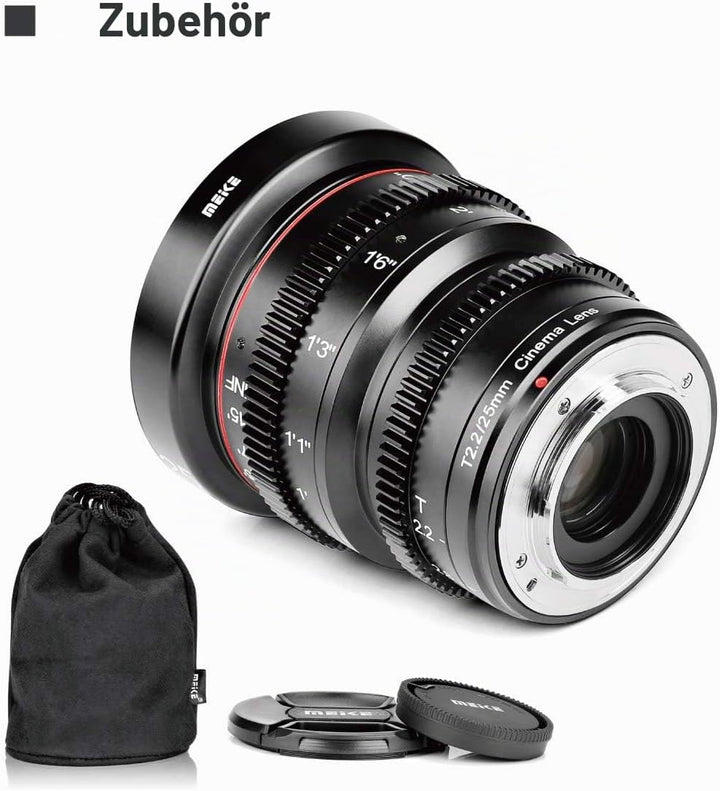 Meike 25mm T2.2 Manual Focus Mini Prime Low Distortion Imperial Cinema Lens for Micro Four Thirds MF