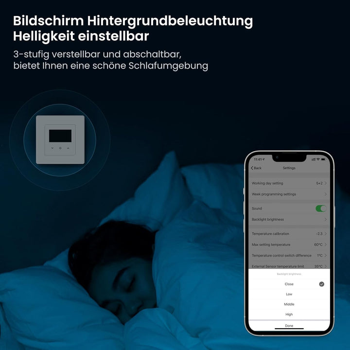 MIUCDA Thermostat Fussbodenheizung Wasser 3A, Tuya Smart WiFi Raumthermostat Fussbodenheizung Progra