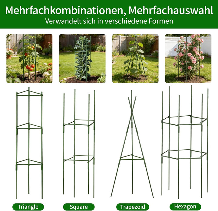 Tomaten Rankhilfe 6er-Set: 130 cm Metall Rankgitter Tomaten – Einstellbare DIY Pflanzenstütze für To