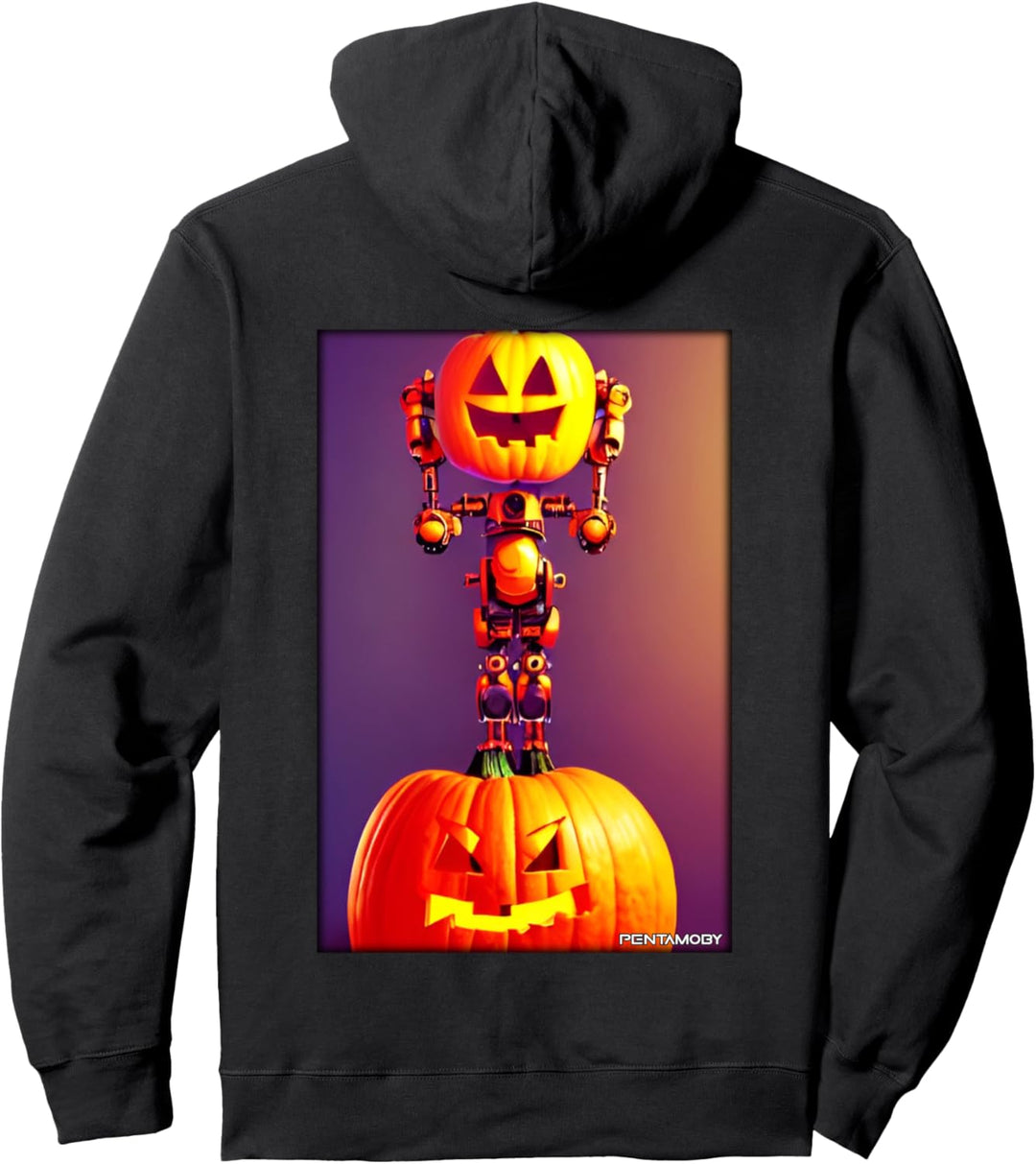 Roboter Halloween Kürbis Zukunft Wissenschaft Sci-Fi Pullover Hoodie