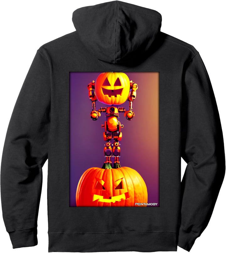 Roboter Halloween Kürbis Zukunft Wissenschaft Sci-Fi Pullover Hoodie