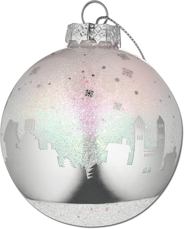 Borussia Dortmund Unisex – Erwachsene BVB Skyline Christbaumkugel, Silber, One Size
