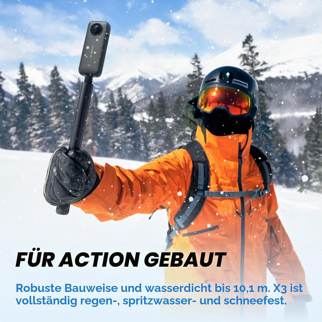 Insta360 X3 Schnee-Kit - wasserdichte 360°-Actionkamera mit 1/2"-Sensor, 5,7K 360°, 72MP 360°-Fotos,