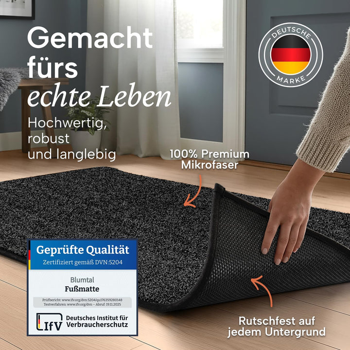 Blumtal Fussmatte 80x120 cm - Mikrofaser Schmutzfangmatte mit wasserdichter TPR-Rückseite - rutschfe