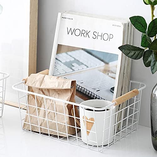 ZRAZ Kitchen Wire Baskets Farmhouse Decor Metal Food Storage Organizer,Household Refrigerator Bin wi
