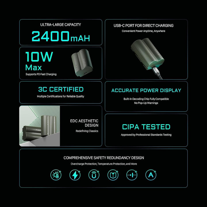 NP-W235 Ersatzakku- und Ladegerät-Set, 2er-Pack 2400-mAh-Akkus und Vierkanal USB-C PD Schnellladeger