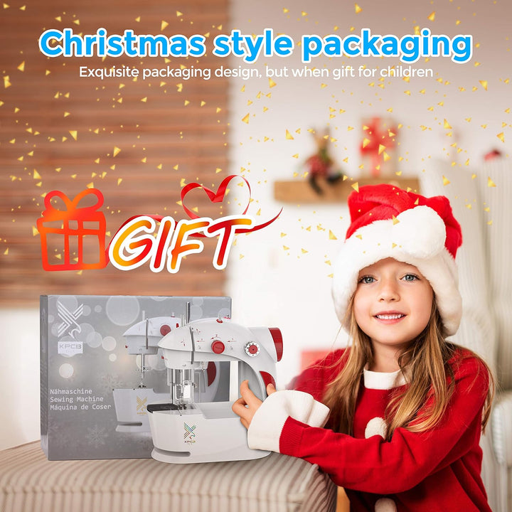 KPCB Nähmaschine Kinder mit DIY Taschenmaterial für Weihnachten Rot, Rot