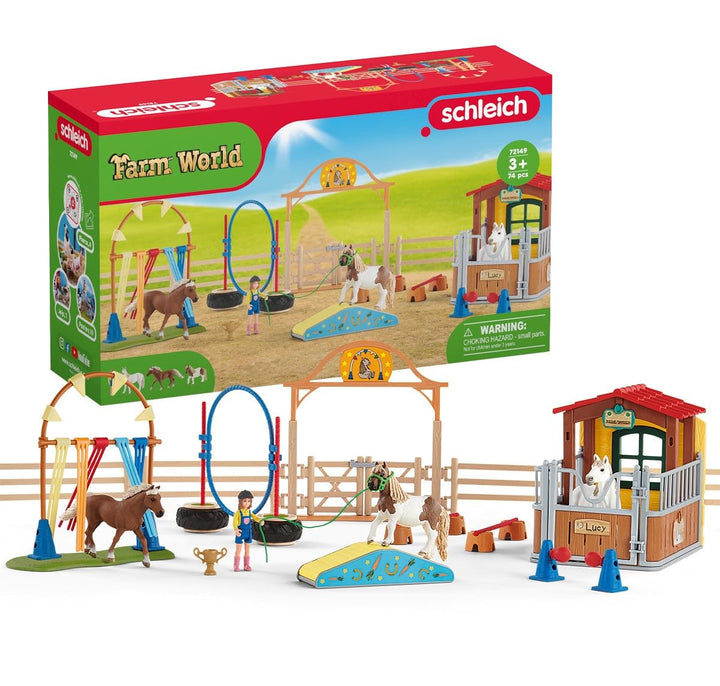 schleich 72149 Agility bei der Pferdebox, ab 3 Jahren, FARM WORLD - Spielset, Teile