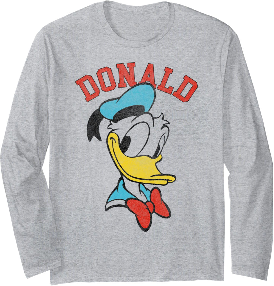 Disney Mickey And Friends Donald Duck Simple Text Portrait Langarmshirt