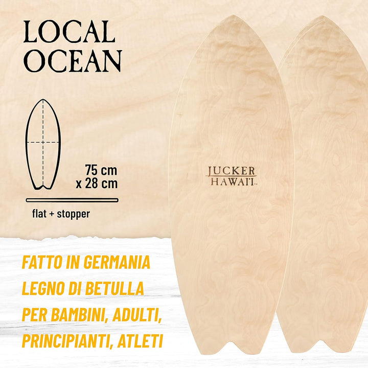JUCKER HAWAII Balance Board Homerider Local Ocean - Balanceboard Set inkl. Korkrolle und Balance Kis
