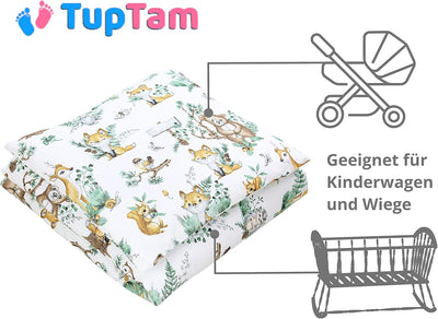 TupTam Unisex Baby Wiegenset 4-teilig Bettwäsche-Set: Bettdecke mit Bezug und Kopfkissen mit Bezug,