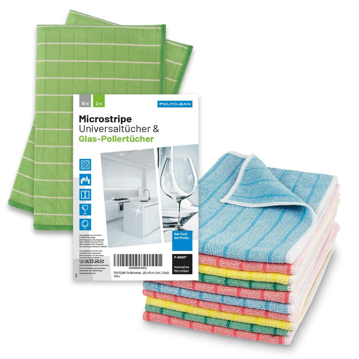 POLYCLEAN 10x strapazierfähiges Microfaser Reinigungstuch (40 x 30 cm, bunt) – leistungsstarke Putzt