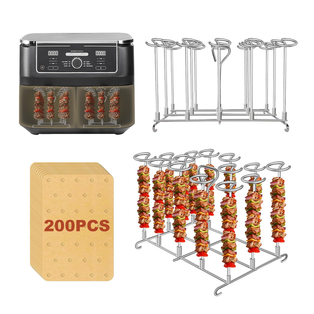 2×304 Edelstahl Heissluftfritteuse Spiessen Grillrost für Ninja Foodi AF500EU/ AF400 EU/AF300EU/SL40