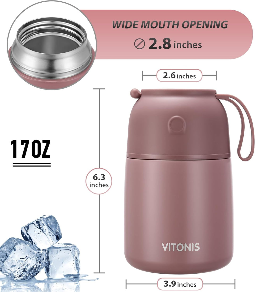 Thermobehälter für Essen 500ml Kinder Edelstahl Isolierbehälter Gefäss für warme Speissen, Essen, Su