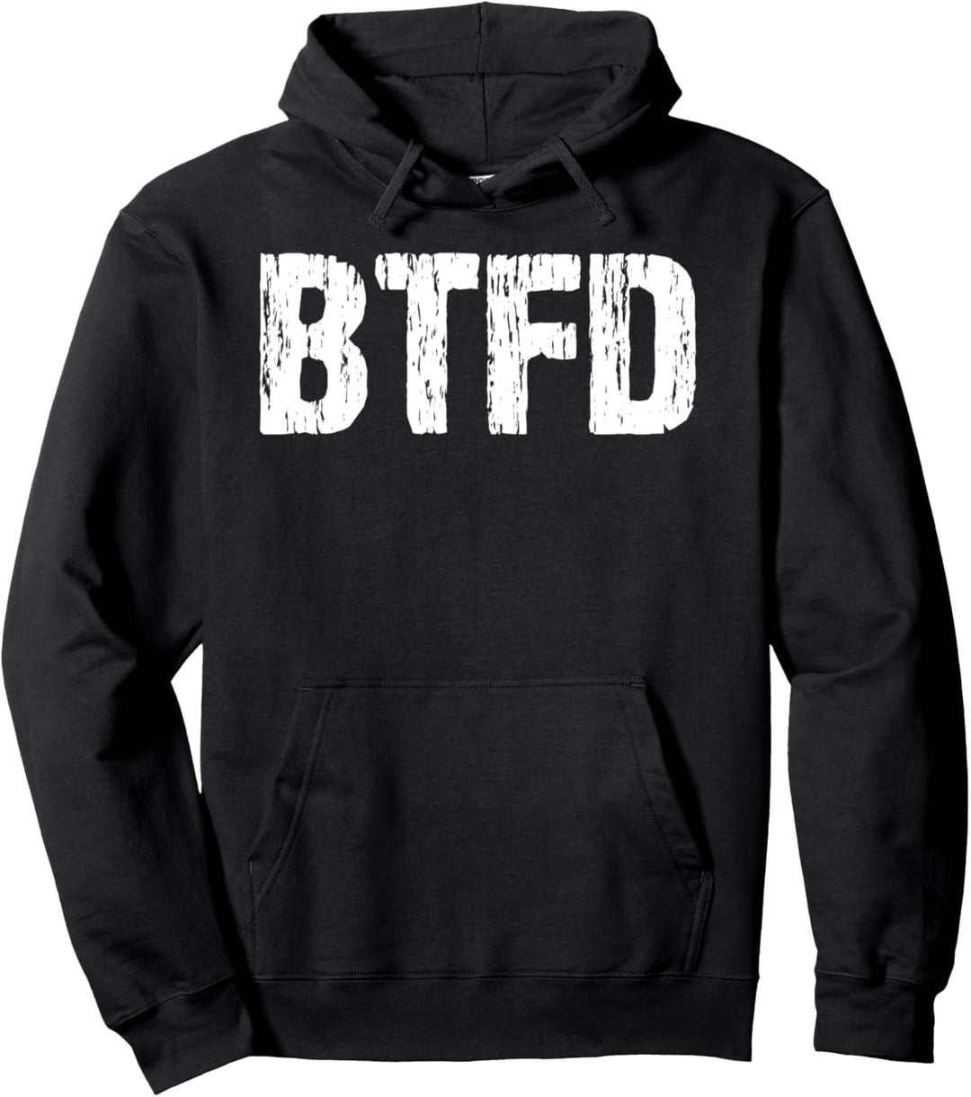 BTFD Buy The Dip Bitcoin BTC Funny Crypto Coin Distressed Pullover Hoodie