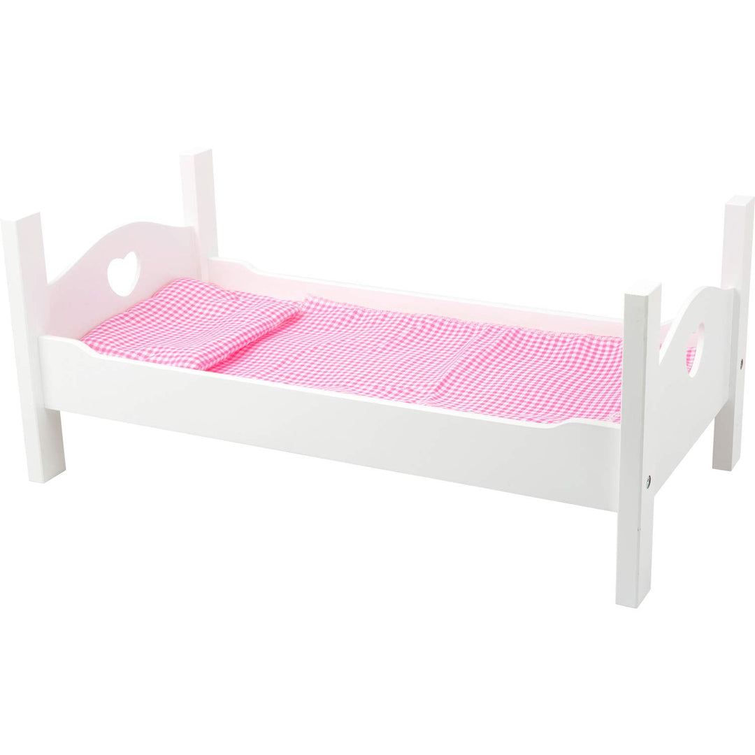 Small Foot Puppenbett Holz, inkl. niedlicher Wäsche, Rollenspiel für Kinder ab 3 Jahren, 11212, Weis