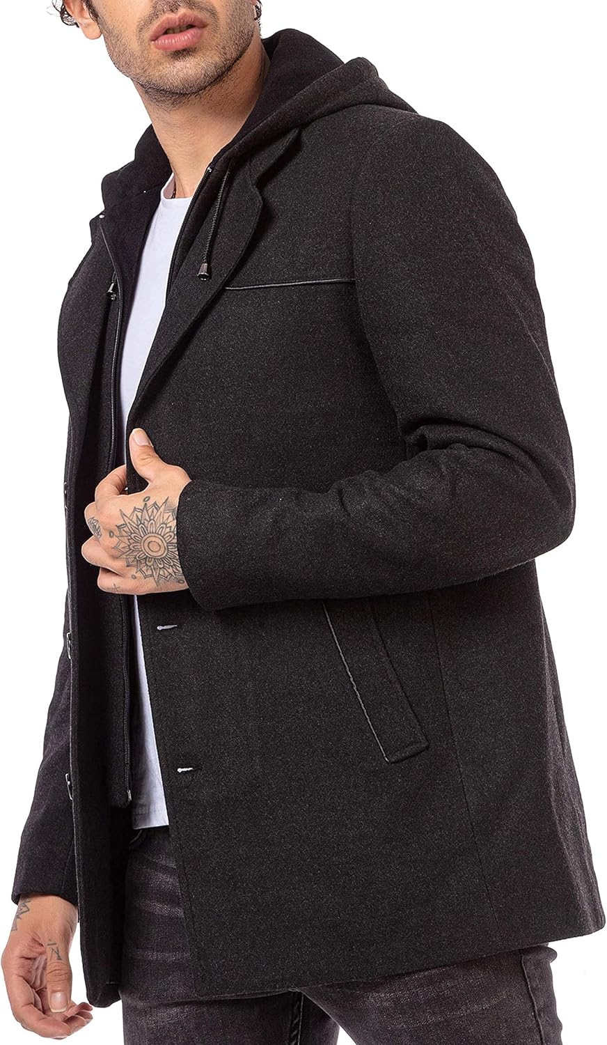 Redbridge Herren Mantel Trenchcoat Kapuzenjacke Elegant lange Jacke Hooded XL Anthrazit, XL Anthrazi