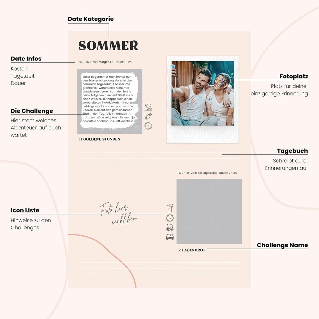 Memories2Make® Challengebuch für Paare I 32 Dates hinter Rubbelfeldern I Mehr Quality Time & Intimit