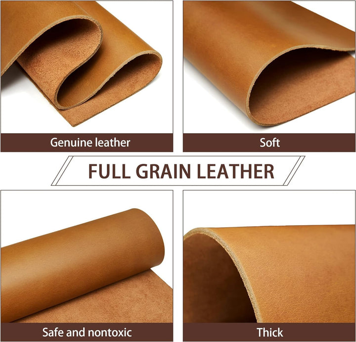 Heavy Weight Bourbon Brown Tooling Leather Square 3.6mm-4.0mm (9-10oz) Thick Full Grain Cow Hide Lea