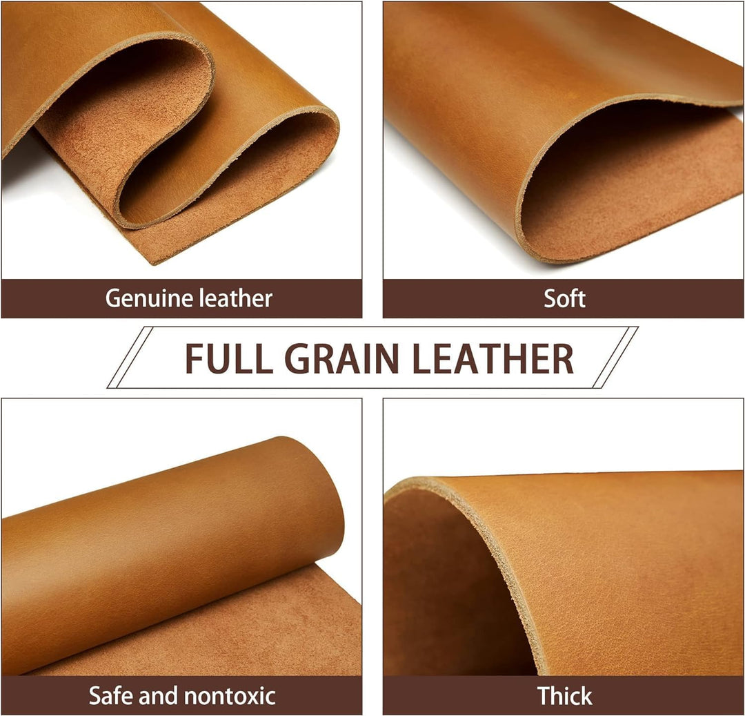 Heavy Weight Bourbon Brown Tooling Leather Square 3.6mm-4.0mm (9-10oz) Thick Full Grain Cow Hide Lea