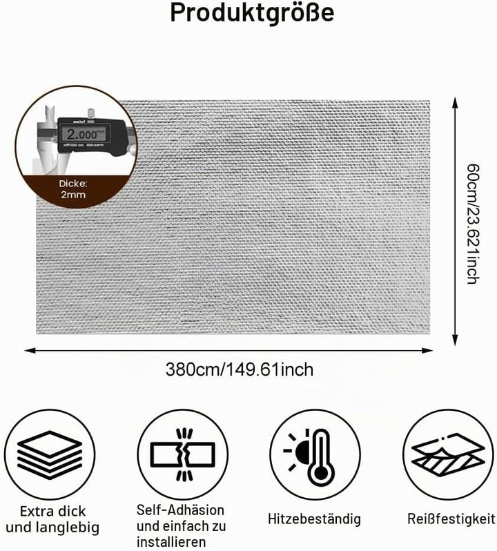 Aluminisierte Hitzeschutz 60x380cm Hitzeschutzmatte Selbstklebend Rückseite, Kleberücken Aluminium G