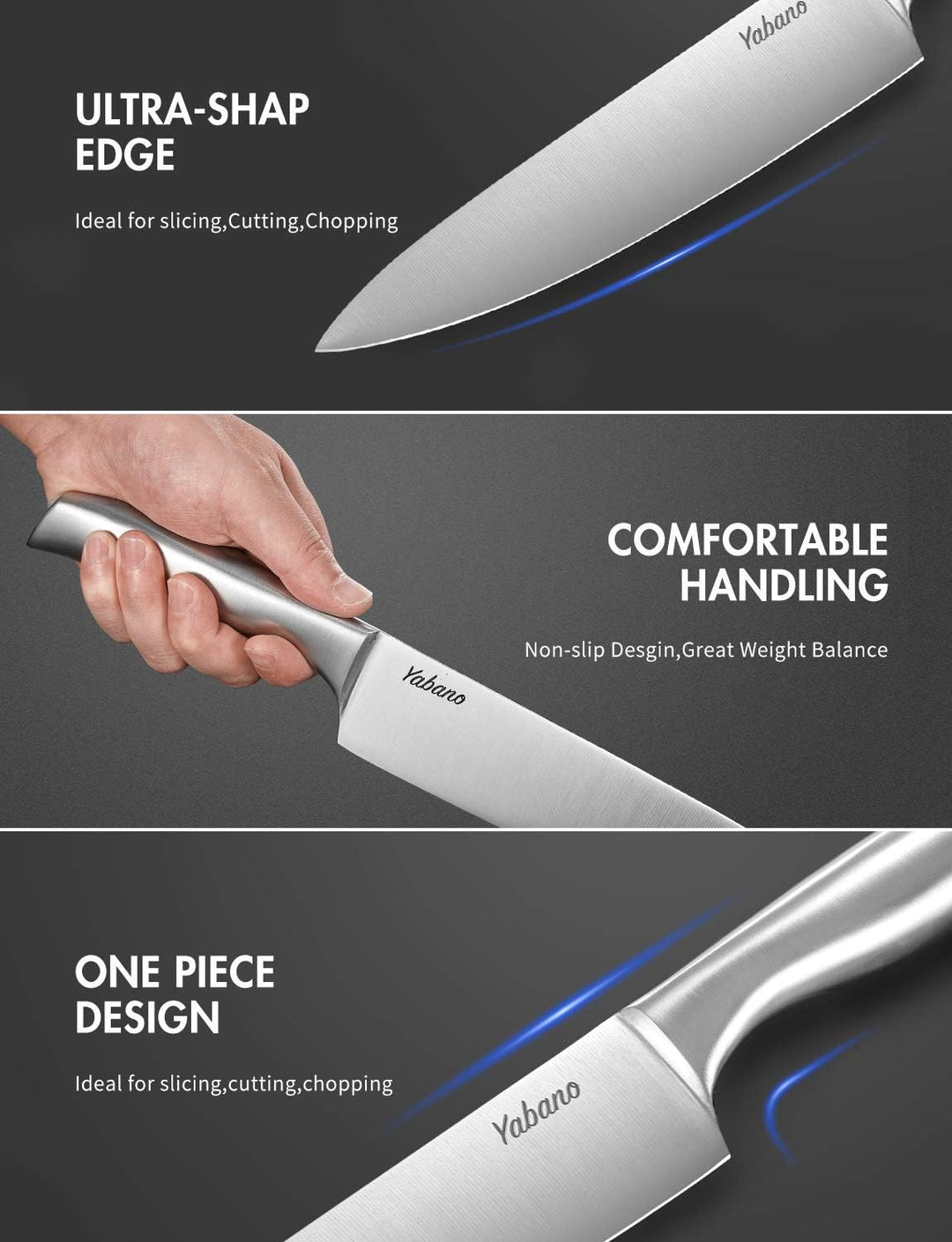 Yabano Messerblock Profi Messer Set, 16-TLG Edelstahl Kochmesser Set mit Holzblock, Messerset, Knife