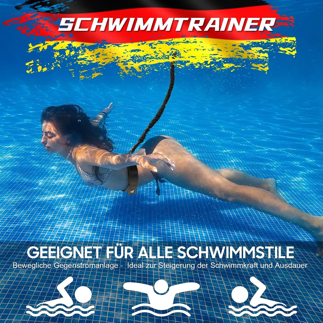 Schwimmgurt für Pool 2.5-7.5M Schwimmtrainer | mit Gurtband und Verstellbarem Gürtel | Erhöht Kraft
