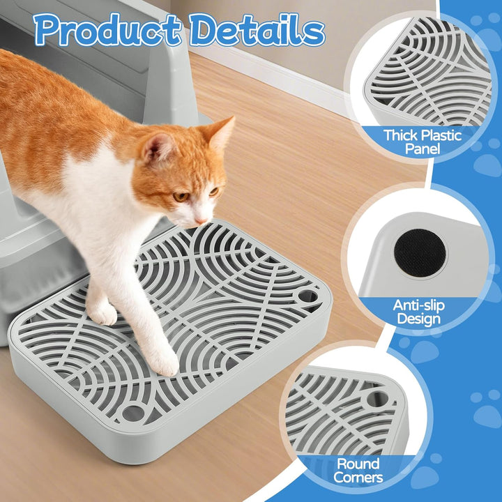 Kalolary 2 Packung Katzenstreu-Rampe mit Filtersystem – rutschfeste Treppe für Katzentoilette, Litte