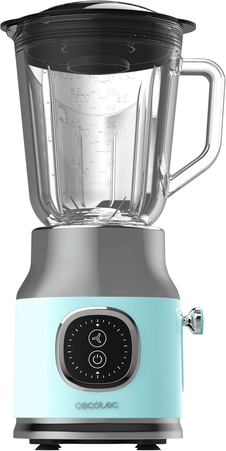 Cecotec Standmixer Retro RetroTwist Blue. 800W Maximale Leistung, Pulse-Funktion, 4-Klingen-Messer m