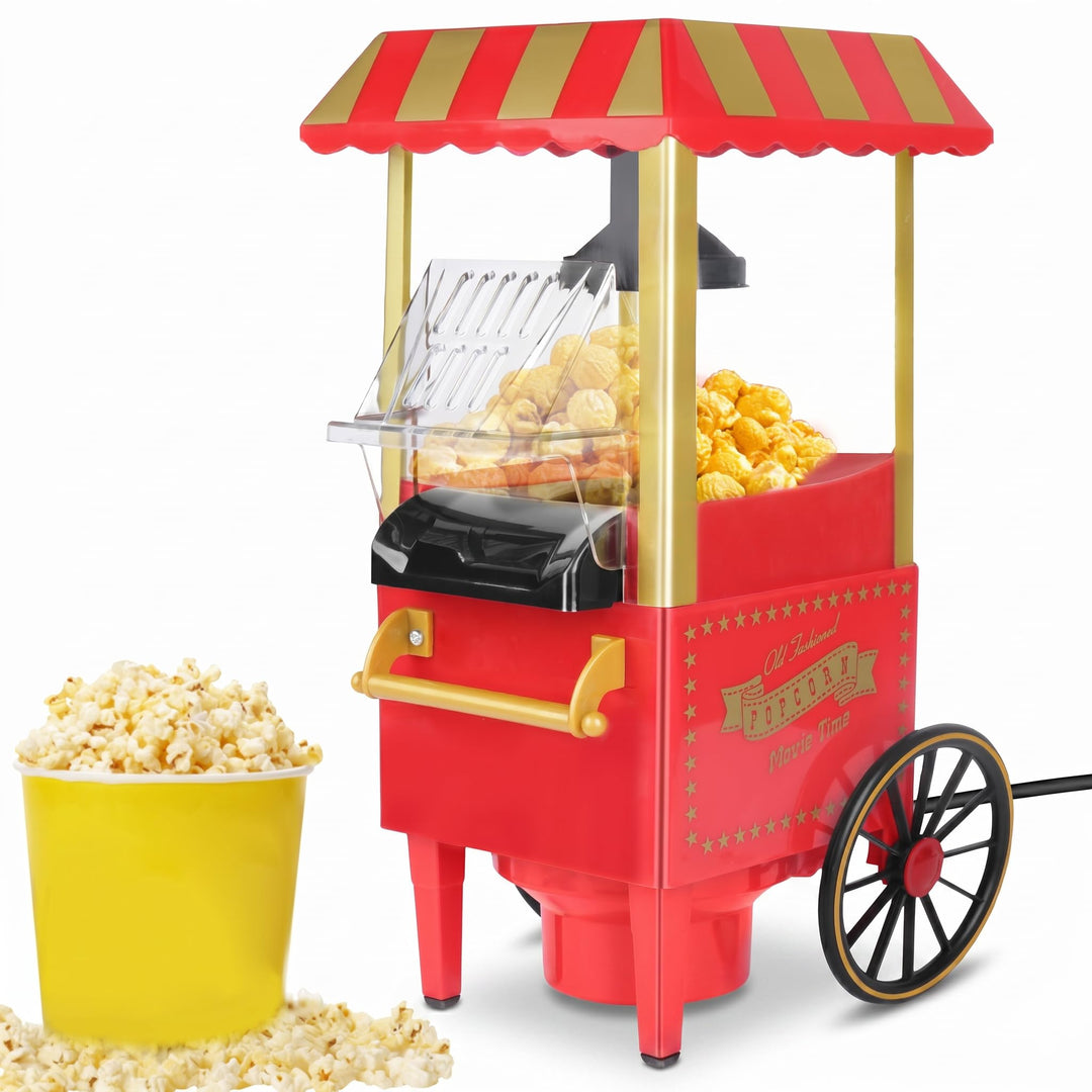 Popcornmaschine, Retro Heissluft Popcorn Maker für fettfreies & ölfreies Popcorn, Gesunde Popcorn Ma