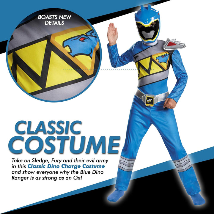 Disguise Blue Ranger Dino Charge Classic Costume, Medium (7-8) by Disguise