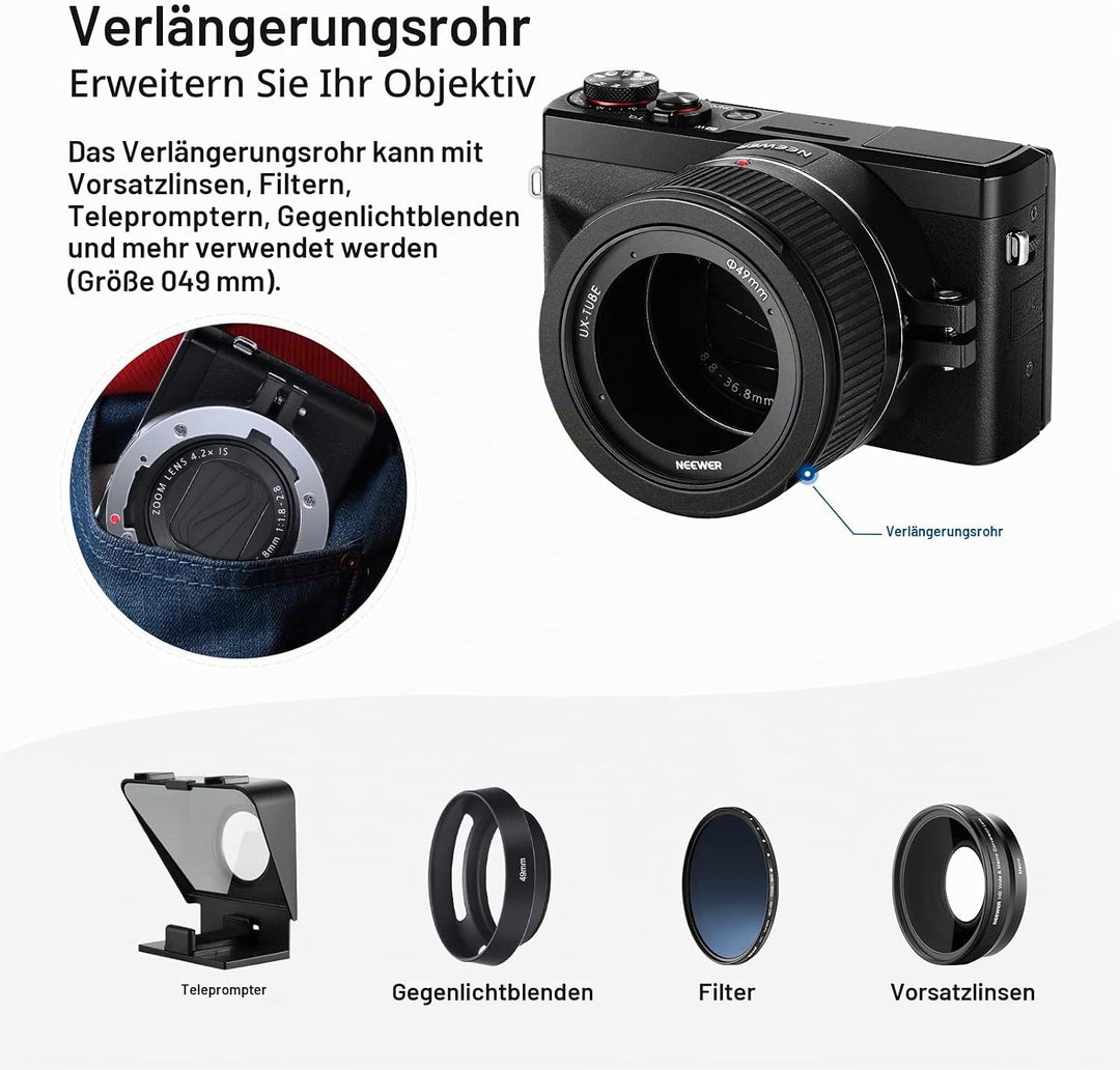 NEEWER Weitwinkelobjektiv kompatibel mit Canon G7X Mark III Kamera, 2 in 1 18mm Weitwinkel &amp; 10x Mak